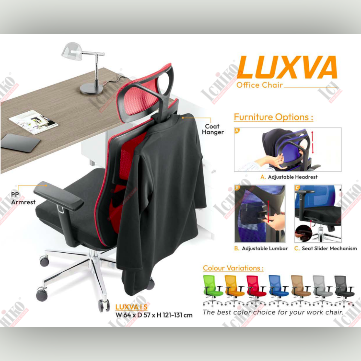 Ichiko LUXVA Office Chair Kursi Kantor Modern & Nyaman